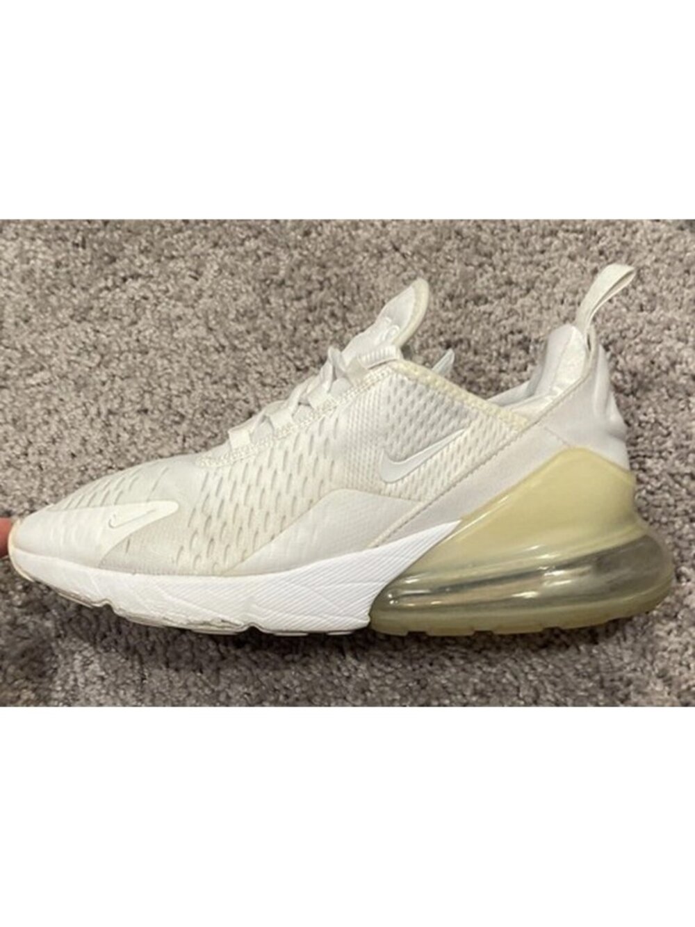 Nike Air Max 270 White Metallic Silver (GS) Shoes Sneakers 943345-103 Size 6.5Y